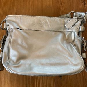 Coach Silver Leather Hobo Bag
